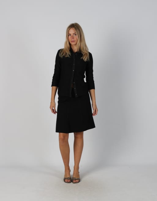 Vintage Made in Italy S woven midi skirt in black, 1 of 4