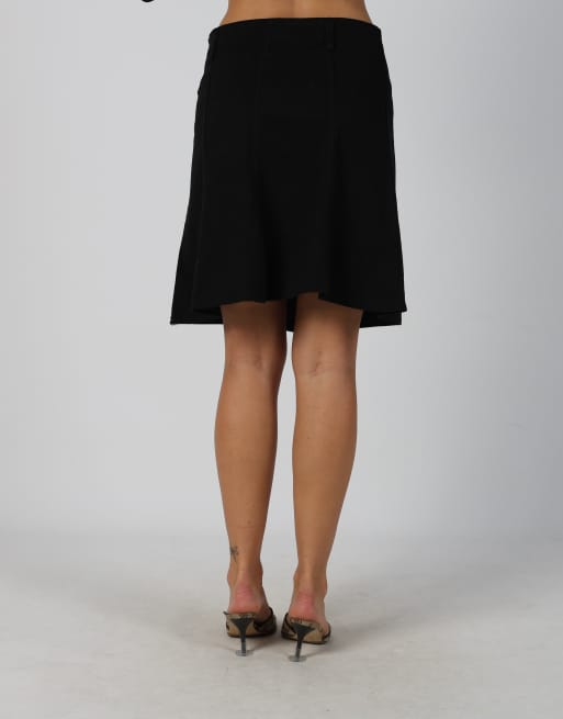 Vintage Made in Italy S woven midi skirt in black, 2 of 4