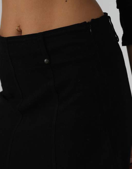 Vintage Made in Italy S woven midi skirt in black, 4 of 4