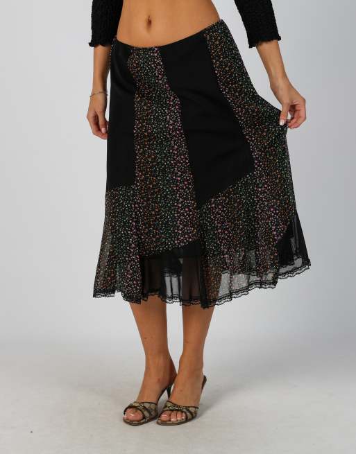 Vintage Made in Italy S woven midi skirt in black, 2 of 4