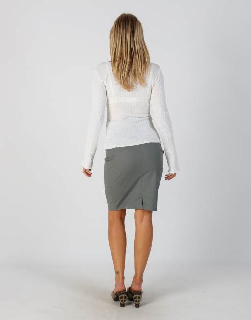 Vintage Made in Italy S woven midi skirt in grey, 3 of 4