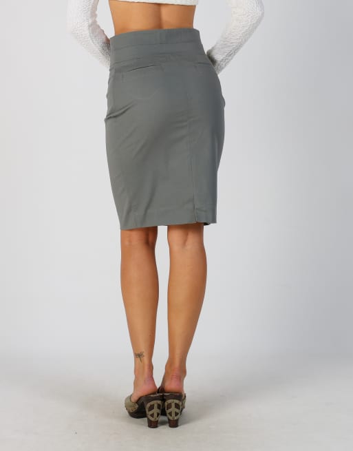 Vintage Made in Italy S woven midi skirt in grey, 4 of 4