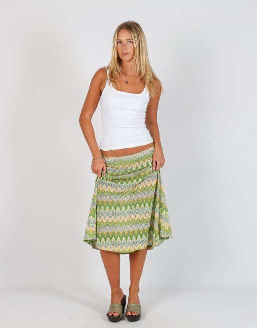 Vintage Made in Italy S woven midi skirt in light green