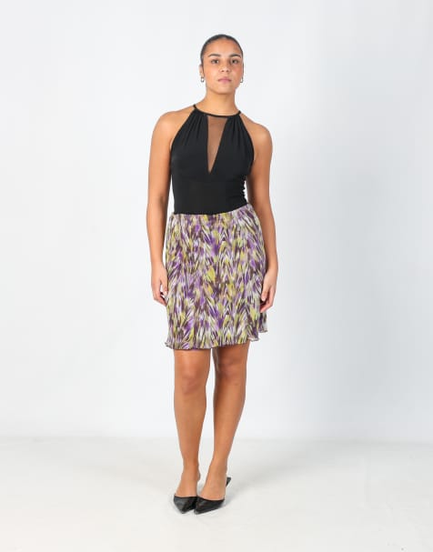 Vintage Made in Italy S woven midi skirt in purple - view 1