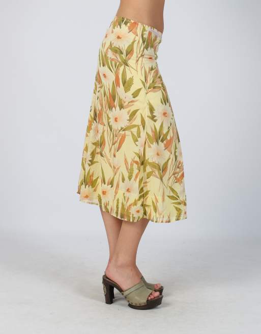 Vintage Made in Italy S woven midi skirt in yellow, 2 of 4