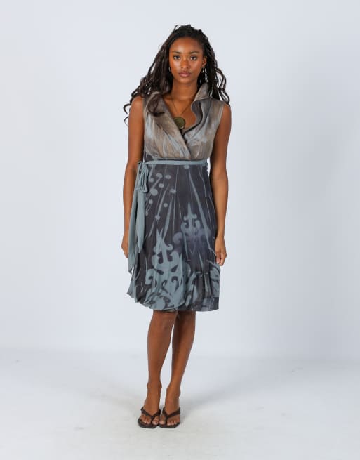 Vintage Made in Italy S woven mini dress in grey, 1 of 4