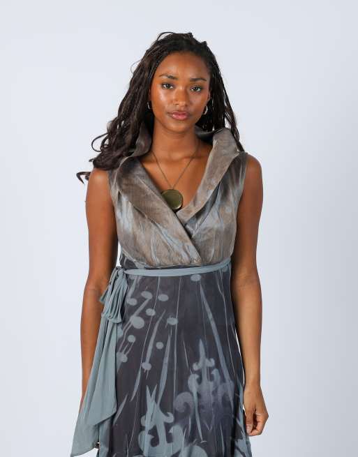 Vintage Made in Italy S woven mini dress in grey, 4 of 4