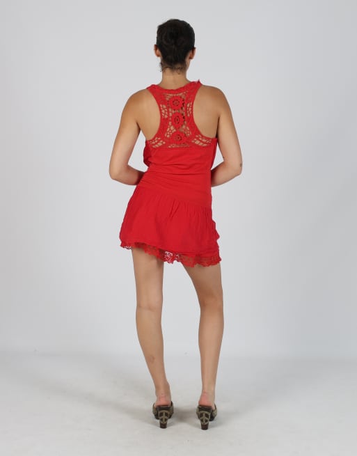Vintage Made in Italy S woven mini dress in red, 3 of 4