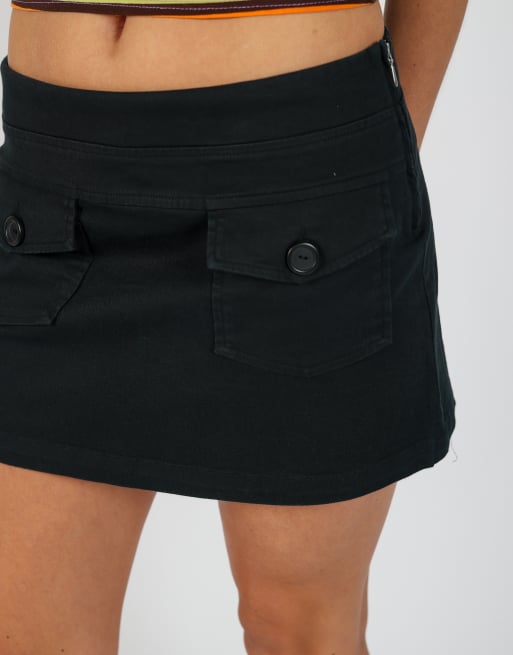 Vintage Made in Italy S woven mini skirt in black, 4 of 4