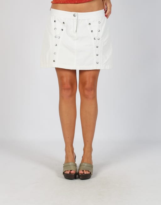 Vintage Made in Italy S woven mini skirt in ivory, 2 of 4
