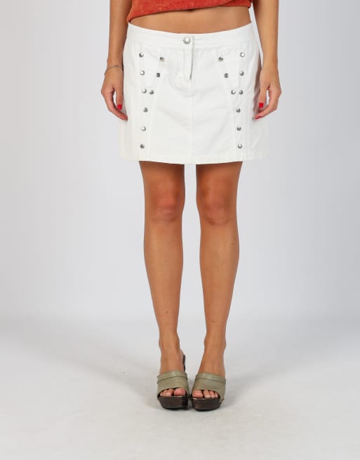 Vintage Made in Italy S woven mini skirt in ivory, 4 of 4