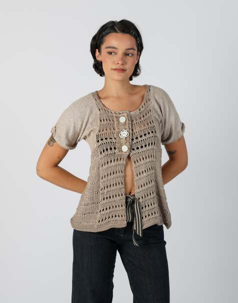 Vintage Made in Italy S woven top in beige - view 1