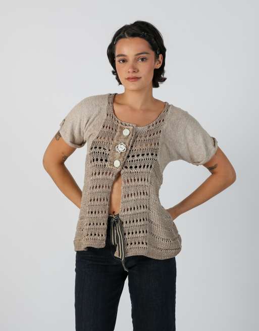 Vintage Made in Italy S woven top in beige, 3 of 4