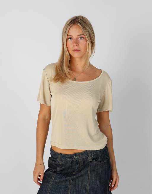 Vintage Made in Italy S woven top in beige, 1 of 4