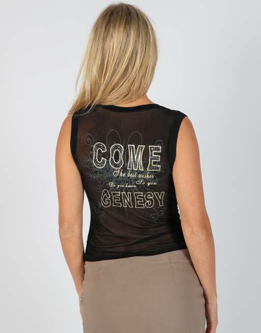 Vintage Made in Italy S woven top in black, 2 of 4