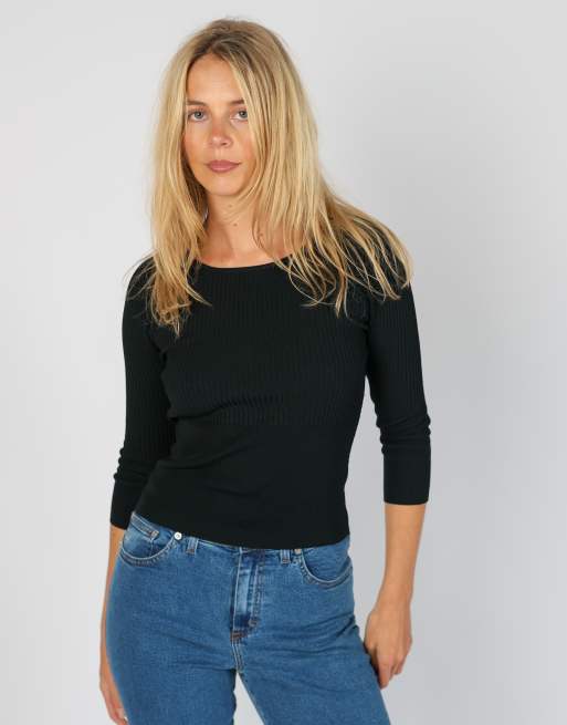 Vintage Made in Italy S woven top in black