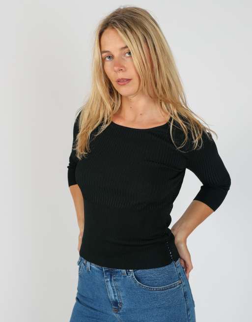 Vintage Made in Italy S woven top in black, 3 of 4