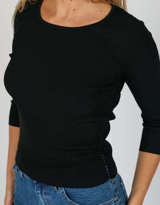 Vintage Made in Italy S woven top in black, 4 of 4