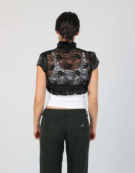 Vintage Made in Italy S woven top in black, 2 of 4