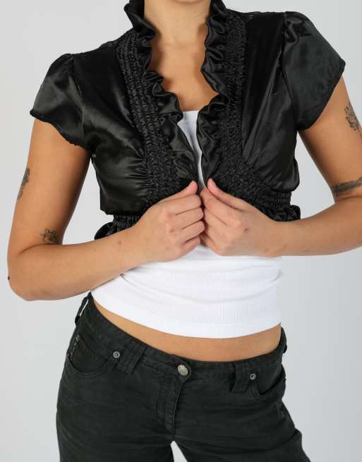 Vintage Made in Italy S woven top in black, 4 of 4