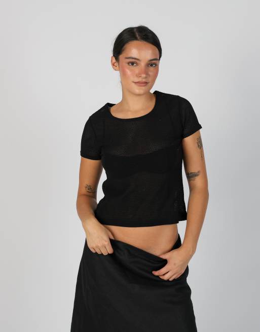 Vintage Made in Italy S woven top in black