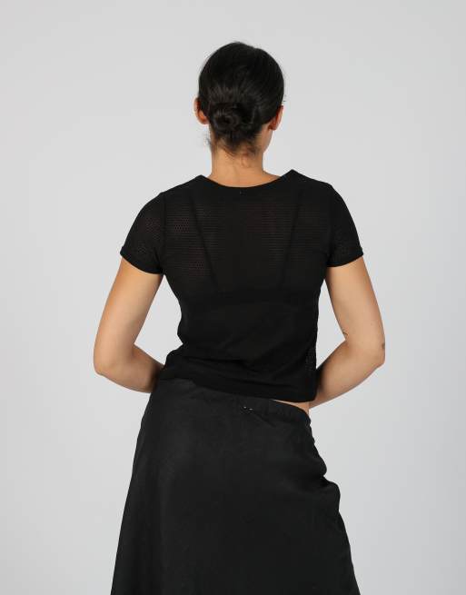 Vintage Made in Italy S woven top in black, 2 of 4