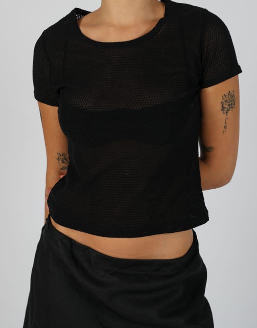 Vintage Made in Italy S woven top in black, 4 of 4