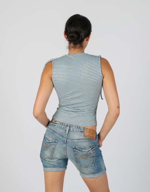 Vintage Made in Italy S woven top in blue, 2 of 4