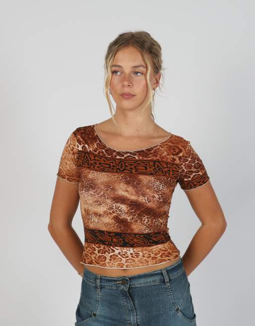Vintage Made in Italy S woven top in brown