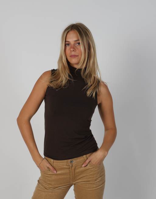 Vintage Made in Italy S woven top in brown, 3 of 4