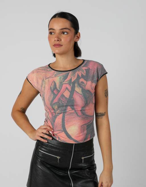 Vintage Made in Italy S woven top in coral, 3 of 4