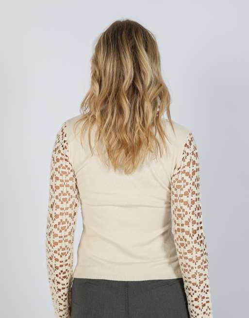Vintage Made in Italy S woven top in cream, 2 of 4