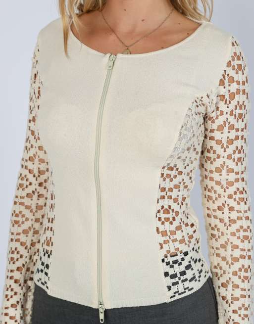Vintage Made in Italy S woven top in cream, 4 of 4