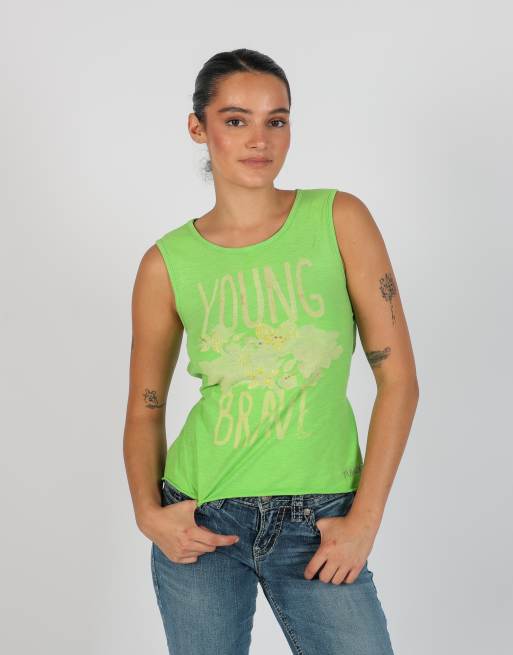 Vintage Made in Italy S woven top in light green, 1 of 4