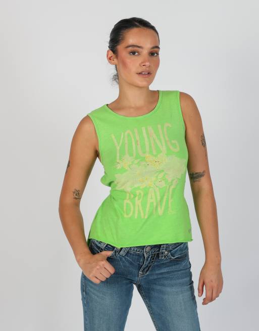 Vintage Made in Italy S woven top in light green, 3 of 4