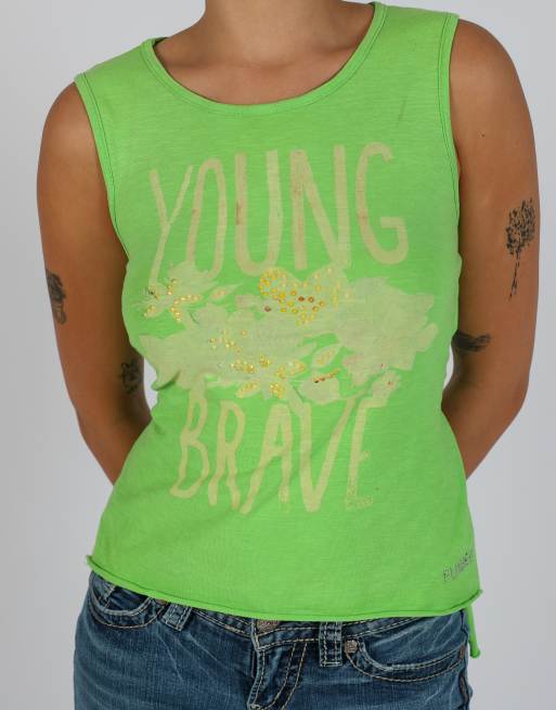 Vintage Made in Italy S woven top in light green, 4 of 4