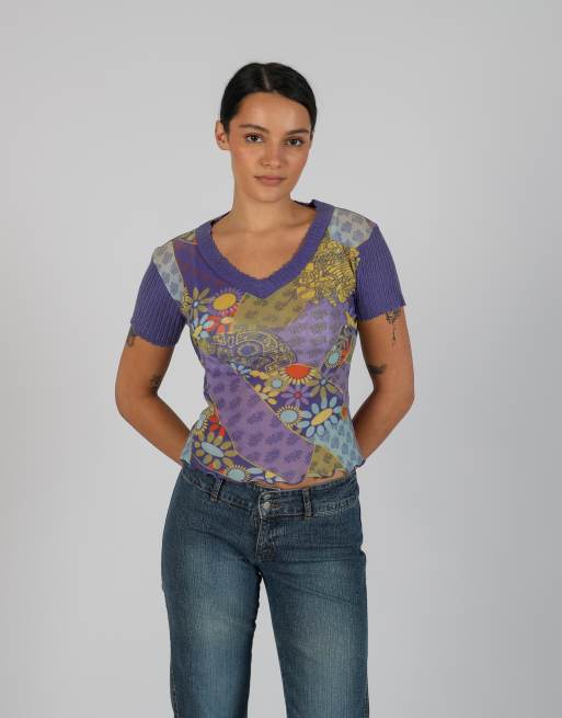 Vintage Made in Italy S woven top in purple
