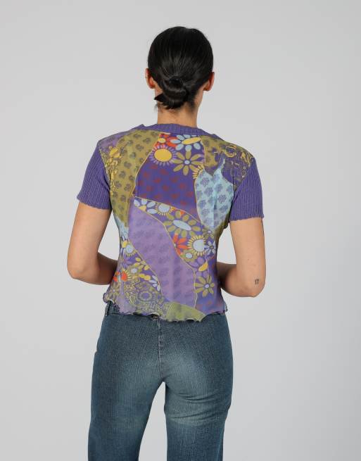 Vintage Made in Italy S woven top in purple, 2 of 4