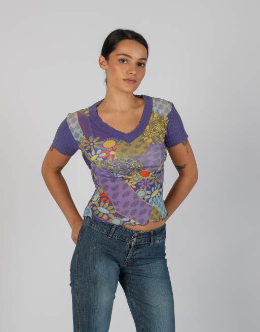 Vintage Made in Italy S woven top in purple, 3 of 4