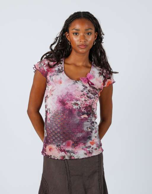 Vintage Made in Italy S woven top in purple, 1 of 4
