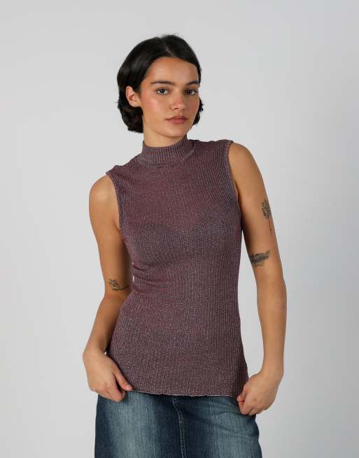Vintage Made in Italy S woven top in purple, 1 of 4