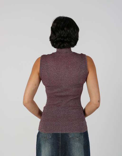 Vintage Made in Italy S woven top in purple, 2 of 4