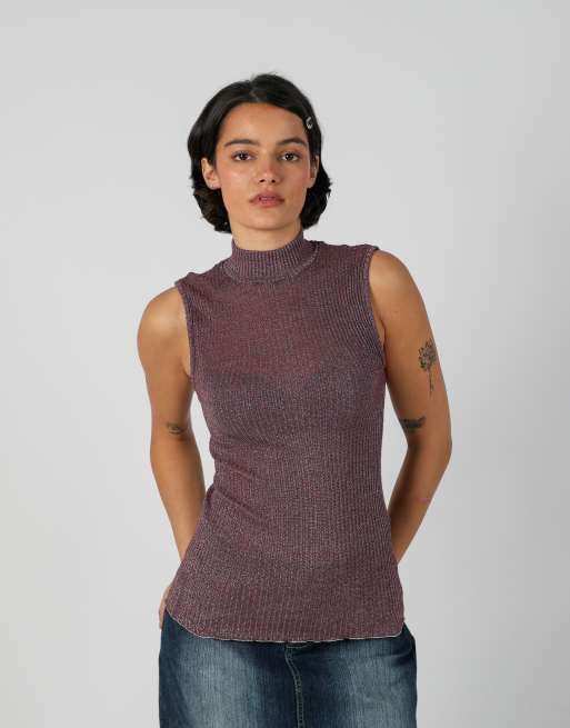 Vintage Made in Italy S woven top in purple, 3 of 4