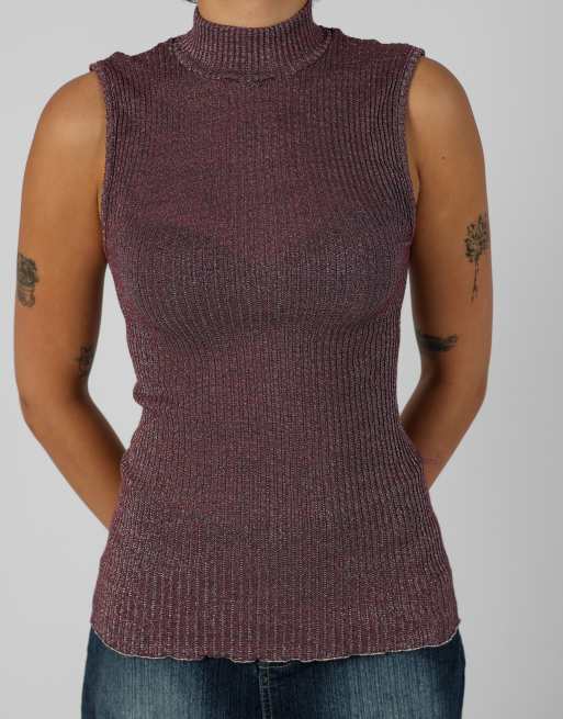 Vintage Made in Italy S woven top in purple, 4 of 4