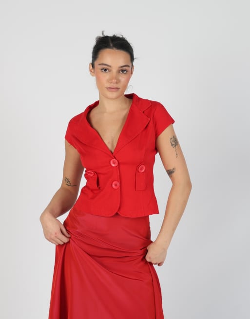 Vintage Made in Italy S woven top in red