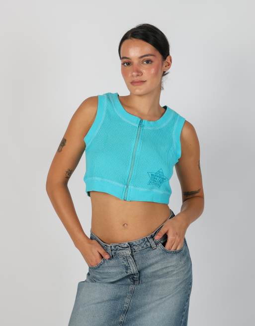 Vintage Made in Italy S woven top in turquoise