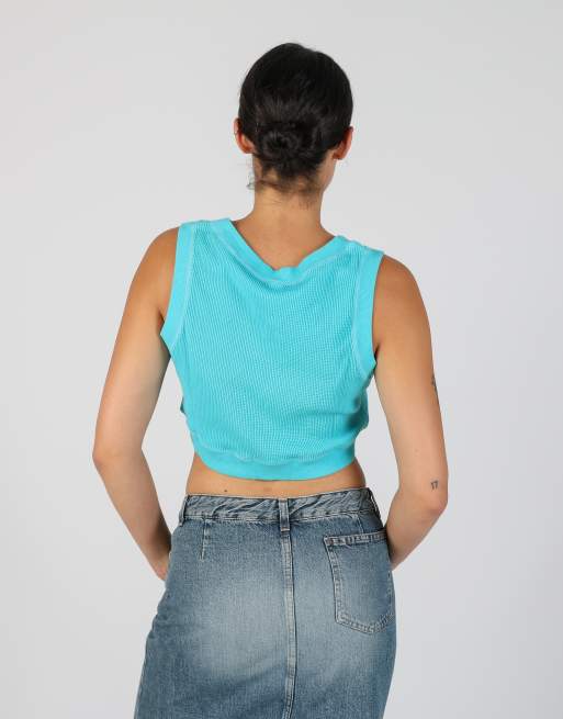 Vintage Made in Italy S woven top in turquoise, 2 of 4
