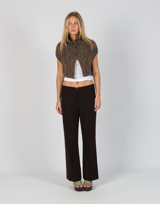 Vintage Made in Italy S woven trousers in brown