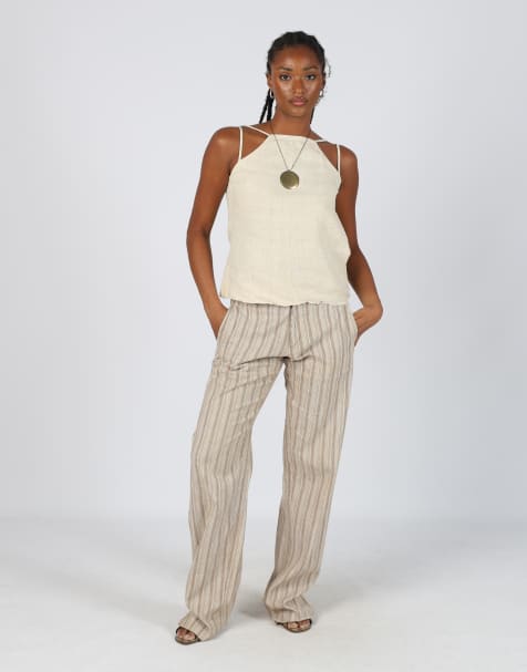 Vintage Made in Italy S woven trousers in brown - view 1