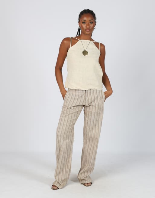 Vintage Made in Italy S woven trousers in brown